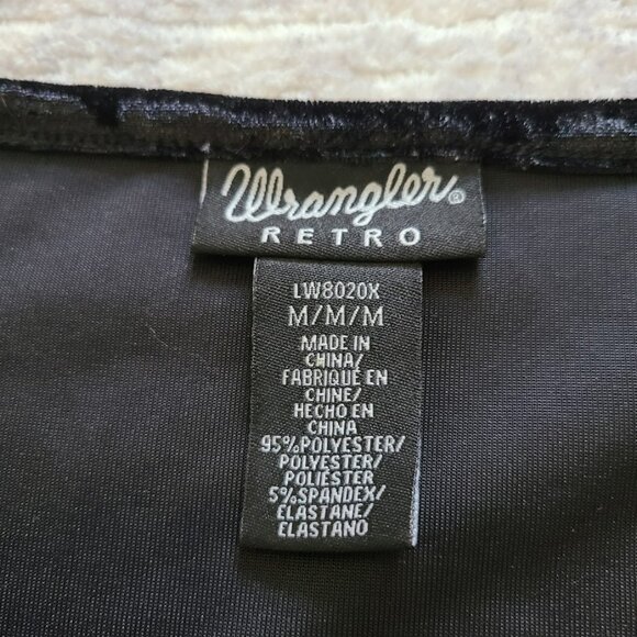 Wrangler Retro Crushed Velvet Bell Sleeve Top M | Western Boho Cowgirlcore - Picture 5 of 8